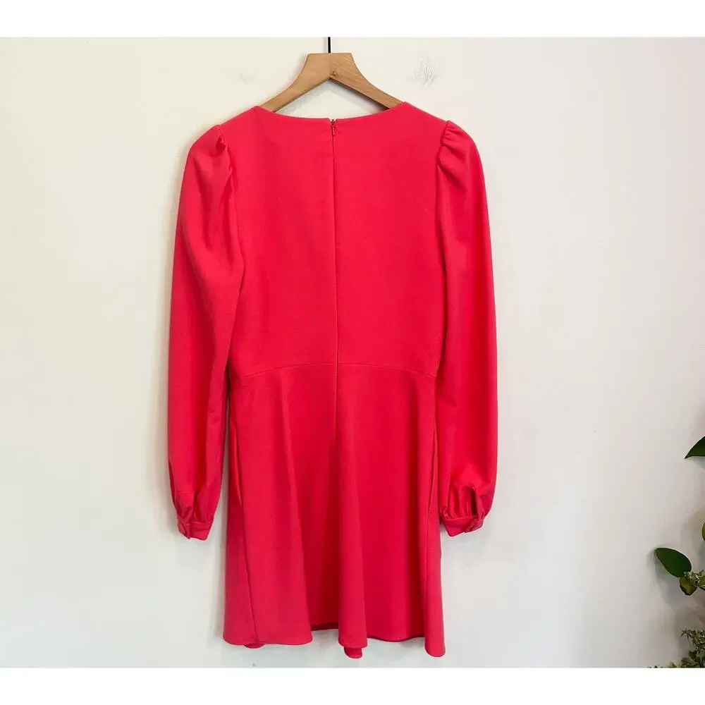 NEW Black Halo Ellen Front Tie Long Sleeve Dress Coral Size 6 - Picture 5 of 9
